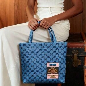 New GWP blue GG canvas tote bag